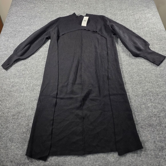 Fashion to Figure Tops - Fashion to Figure Womens Cutout Long Rib Top Black Mock Neck Size 1 06-536-7797